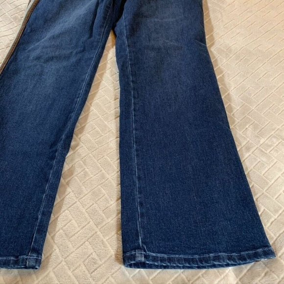 J Mclaughlin Womens 10 Jeans Blue Trouser Boot Cut Tuxedo Stripe Dark Wash - Picture 5 of 12